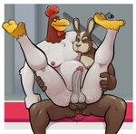 anal anal_penetration anthro barazoku beak bodily_fluids cum duo feathers genital_fluids male male/male male_penetrated male_penetrating male_penetrating_male penetration sex hunter-husky looney_tunes nintendo star_fox warner_brothers foghorn_leghorn peppy_hare avian bird chicken galliform gallus_(genus) humanoid phasianid hi_res