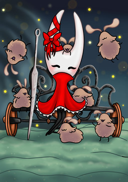 bench blush bow_on_head bow_ribbon cloak clothing detailed_background eyes_closed female floating fluffy frilly happy hornet's_needle lights mask on_bench red_cloak red_clothing sitting sitting_on_bench solo text weapon monochromejoker hollow_knight:_silksong hollow_knight_(franchise) team_cherry hornet_(hollow_knight) arthropod flea_(hollow_knight:_silksong) humanoid insect 2026 absurd_res artist_name digital_media_(artwork) hi_res shaded