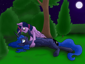 2016 airbusthebest blue_eyes blue_feathers blue_fur blue_hair blush bush cutie_mark duo equine eye_contact feathered_wings feathers female feral friendship_is_magic fur grass hair hi_res horn landscape lying mammal moon multicolored_hair my_little_pony nature outside princess_luna_(mlp) purple_eyes purple_feathers purple_fur sky tree twilight_sparkle_(mlp) winged_unicorn wings

Rating: Safe
Score: 0
User: ConsciousDonkey
Date: April 20, 2016