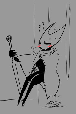 anthro blush bodily_fluids cape clothing crouching feces feces_on_ground feces_pile female pooping pooping_on_floor solo sweat sweatdrop kanaii hollow_knight_(franchise) team_cherry hornet_(hollow_knight) animal_humanoid arachnid arachnid_humanoid arthropod arthropod_humanoid humanoid monochrome sketch