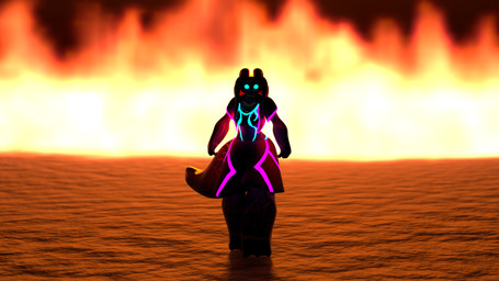 anthro blue_eyes clothed clothing female fire fully_clothed reflective_clothing solo standing tail thick_tail iron_shrimp samonella_(iron_shrimp) amphibian aquatic axolotl hybrid mole_salamander salamander 16:9 3d_(artwork) blender_(artwork) blender_cycles_(artwork) digital_media_(artwork) hi_res widescreen