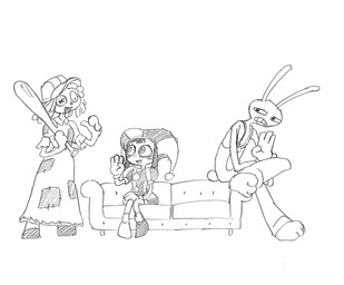 4_fingers annoyed anthro baseball_bat baseball_cap bat_(object) blush clothing crossed_legs doll eye_contact female fingers frown furniture gesture group hat headgear headwear jester looking_at_another male mitten_hands on_sofa rag_doll_(toy) raised_hand sitting sitting_on_sofa smile sofa standing trio skutchi glitch_productions the_amazing_digital_circus jax_(tadc) pomni_(tadc) ragatha_(tadc) animate_inanimate humanoid lagomorph leporid living_doll living_toy mammal rabbit hi_res