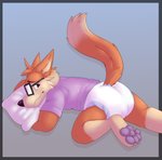 ageplay anthro butt clothed clothing diaper gradient_background infantilism male pillow roleplay simple_background solo wearing_diaper pukaa fivethirtyeight fivey_fox canid canine mammal absurd_res hi_res