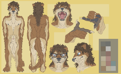 animal_genitalia anthro brown_hair countershading eyewear genitals glasses hair hands_behind_back male mouth_shot nails natural_colors nipples nude open_mouth pubes sheath simple_background solo tail teeth wearing_glasses caffinecanidae brandytheotter mammal mustelid otter absurd_res colored full-length_portrait headshot_portrait hi_res model_sheet portrait sketch sketch_page
