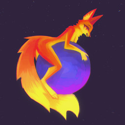 anthro breasts browser female fire fur logo nude nude_female orange_body orange_fur solo ellipsisarts firefox mozilla kit_(mozilla_firefox) canid canine fox mammal 1:1 hi_res