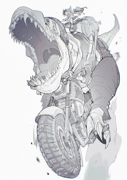 3_toes >_< ambiguous_gender anthro backpack baseball_cap bottomwear claws clothed clothing driving extreme_size_difference eyes_closed feet finger_claws fully_clothed group gums hat headgear headwear human_on_top jacket motorcycle motorcycle_helmet open_mouth pants semi-anthro shirt shorts simple_background size_difference smaller_human smaller_on_top tail teeth toe_claws toes tongue_showing topwear trio uvula vehicle white_background worried young young_human chiayeeee dinosaur human mammal prehistoric_species reptile saurischian scalie theropod tyrannosaurid tyrannosauroid tyrannosaurus tyrannosaurus_rex 2025 digital_drawing_(artwork) digital_media_(artwork) full-length_portrait hi_res portrait signature