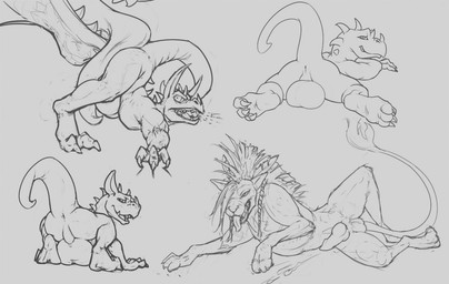 after_orgasm ambiguous_form anus balls big_balls bodily_fluids butt_lick chibi cum cum_on_ground duo feral front_view genital_fluids genitals head_spikes horn huge_balls licking looking_at_viewer lying male male_feral mane narrowed_eyes neck_spikes on_front on_side open_mouth perineum presenting presenting_anus presenting_balls rear_view side_view simple_background size_difference solo spikes spikes_(anatomy) spread_legs spreading tail tail_tuft tongue tongue_out tuft darkgem mythology dragon felid mammal mythological_creature mythological_scalie scalie monochrome sketch sketch_page