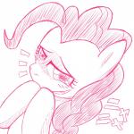 blush female feral hair hooves laugh looking_at_viewer pink_hair simple_background smile solo white_background zokoira friendship_is_magic hasbro my_little_pony pinkie_pie_(mlp) earth_pony equid equine horse mammal pony 1:1 monochrome