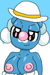 anthro brionne digital_media_(artwork) female generation_7_pokemon nintendo nipples pokemon pokemon_(species) simple_background smug_face solo zorrita_lily