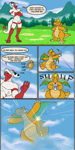anthro back_wings beverage blue_sclera body_size_growth claws container crown cup dialogue drinking duo falling finger_claws growth headgear horn looking_up macro male male/male muscular muscular_anthro muscular_male nude sharp_teeth silly size_difference size_transformation smaller_male smug smug_face spade_tail spread_wings surprised tail teeth text toe_claws toony transformation wings yellow_eyes 60percentscalie mythology nintendo pokemon solo_jazz_pattern dovak demon dragon dragonite generation_1_pokemon lizard mythological_creature mythological_scalie pokemon_(species) reptile scalie absurd_res comic english_text hi_res