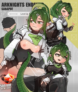 bodysuit boobs_out breasts clothing duo exposed_breasts female female_on_human female_penetrated gloves green_eyes green_hair hair handwear heart_symbol human_penetrating_female jacket latex latex_clothing male male/female male_penetrating male_penetrating_female mask masked_male nipples on_bottom on_top penetration penile penile_penetration penis_in_vagina ponytail reptile_tail reverse_cowgirl_position sex skinsuit smile tail teeth tight_clothing tongue topwear vaginal vaginal_penetration white_body white_clothing white_jacket white_topwear sabapuf fluorite_(arknights) animal_humanoid human humanoid mammal reptile reptile_humanoid scalie scalie_humanoid 2d_animation animated hi_res loop