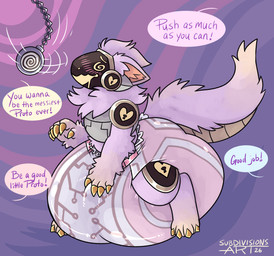 4_toes 5_fingers abstract_background ambiguous_gender anthro big_diaper blush blush_lines bodily_fluids brown_tail claws clothed clothing dialogue diaper diaper_only drooling ears_back feces feet finger_claws fingers fur hand_on_diaper hand_on_head heart_symbol hypnosis machine mind_control multicolored_body multicolored_fur multicolored_tail offscreen_character orange_claws orange_inner_ear pendulum pendulum_swing pink_body pink_fur pink_tail pivoted_ears pooping protogen_visor saliva soiled_diaper soiling soiling_diaper solo speech_bubble spiral spiral_eyes standing tail tan_body tan_fur tan_tail text toe_claws toes topless touching_diaper unclean_diaper used_diaper using_diaper wearing_diaper subdivisions yuukari varia_(yuukari) protogen 2026 archived_source artist_name english_text full-length_portrait hi_res portrait three-quarter_portrait