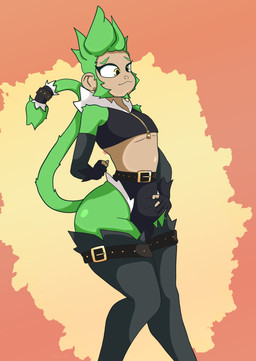 anthro belt big_butt bulge bulge_rubbing butt clothing detailed_bulge erection femboy fur genital_outline gloves green_body green_fur green_hair hair handwear holding_bulge looking_down male midriff penis_outline solo thick_thighs tyler_3d_(artist) haplorhine humanoid mammal monkey primate absurd_res hi_res