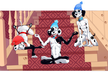 2_missing_limbs aged_up amputee anthro anthrofied balls butt casual_nudity clothing collar disability double_amputee eyes_closed feet fingers flaccid foreskin fur genitals group group_nudity hat headgear headgear_only headwear headwear_only humanoid_genitalia humanoid_penis kneeling looking_at_another looking_at_viewer lying male missing_all_legs mostly_nude navel nipples nude on_front open_mouth partially_retracted_foreskin pecs penis sitting smile spots stairs tail teeth toes trio yoga dal101strefan 101_dalmatian_street 101_dalmatians disney dawkins_(101_dalmatians) deepak_(101_dalmatians) delgado_(101_dalmatians) canid canine canis dalmatian domestic_dog mammal digital_media_(artwork) hi_res