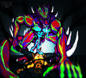 anthro balls bdsm belt blush bodily_fluids bondage bound butt captured cum duo ejaculation erection fur genital_fluids genitals interspecies male male/male male_penetrated male_penetrating male_penetrating_male multi_genitalia multi_penis nude penetration penis pinned precum saliva sex simple_background spikes spikes_(anatomy) submissive tentacle_sex tentacles loxchi mythology canid canine dragon fox mammal monster mythological_creature mythological_scalie scalie