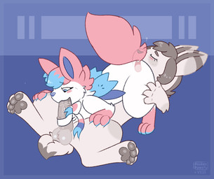 69_position ambiguous_oral balls bodily_fluids cum cum_in_mouth cum_inside cunnilingus ejaculation fellatio female feral fluffy fusion genital_fluids genitals hair humanoid_genitalia humanoid_penis leg_grab licking male oral paws penile penis ribbonjob ribbons saliva sex thigh_grab tongue vaginal wings x-ray_view conditional_dnp pocketpaws nintendo pokemon azalea_(sylmin) eeveelution generation_4_pokemon generation_6_pokemon hybrid legendary_pokemon pokemon_(species) shaymin sky_forme_shaymin sylveon 2d_animation animated frame_by_frame