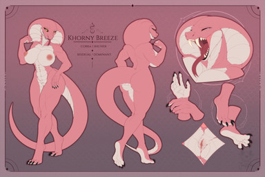 anthro big_butt breasts butt female genitals non-mammal_breasts open_mouth solo vulva jaggal cobra reptile scalie snake 3:2 hi_res model_sheet