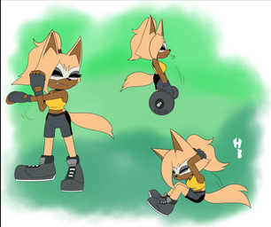 anthro bottomwear breasts cleavage clothed clothing exercise eyeliner female fingerless_gloves gloves handwear makeup shorts solo weights buddyhyped idw_publishing sega sonic_the_hedgehog_(comics) sonic_the_hedgehog_(idw) sonic_the_hedgehog_(series) whisper_the_wolf canid canine canis mammal wolf absurd_res hi_res