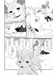 anthro blush braixen comic duo female feral generation_1_pokemon generation_6_pokemon greyscale hi_res japanese japanese_text kemoribbon monochrome ninetales nintendo pokemon pokemon_(species) speech_bubble text translation_request