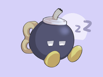ambiguous_gender black_body grey_background not_furry simple_background sitting sleeping solo sound_effects vowelless vowelless_sound_effect zzz superstaryoshi6 mario_bros nintendo bob-omb living_bomb 2023 4:3 cel_shading digital_drawing_(artwork) digital_media_(artwork) hi_res procreate_(artwork) shaded