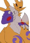 anthro armwear armwear_only big_breasts breasts bridal_gauntlets bridal_gauntlets_only clothing curvy_figure featureless_crotch female looking_at_viewer mostly_nude navel nipples solo voluptuous rolling_beast bandai_namco digimon canid digimon_(species) mammal renamon absurd_res hi_res