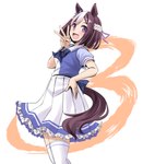 :d absolute_territory asian_clothing bottomwear brown_hair clothing east_asian_clothing female gesture hair happy japanese_clothing japanese_school_uniform legwear multicolored_hair open_mouth school_uniform serafuku skirt smile solo thigh_highs uniform white_hair tonpuu cygames uma_musume_pretty_derby special_week_(pretty_derby) animal_humanoid equid equid_humanoid equine equine_humanoid horse_humanoid humanoid mammal mammal_humanoid hi_res