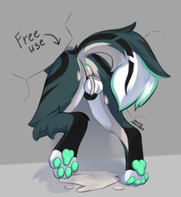 anthro anus balls black_chastity_cage bodily_fluids butt chastity_cage chastity_device cum cum_in_ass cum_inside cum_on_balls cum_on_butt cum_on_ground free_use fur genital_fluids genitals green_anus green_pawpads leaking_cum male multicolored_body multicolored_fur nude on_one_leg pawpads solo standing tail through_wall mrkusaka ambiguous_species mammal colored digital_drawing_(artwork) digital_media_(artwork) hi_res shaded