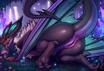 anus blush bodily_fluids butt cave cavern crystal drooling eyelashes female feral fungus glowing moss mushroom plant saliva solo sparkles tongue vulva rowanstarjinx nintendo pokemon generation_6_pokemon noivern pokemon_(species) hi_res