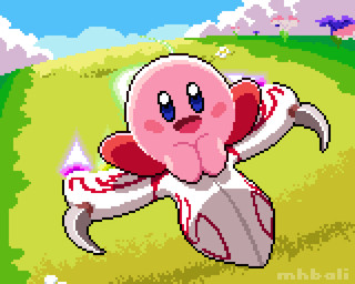 ambiguous_gender biped blue_eyes blush blush_stickers cloud day detailed_background driving flower grass_field not_furry open_mouth open_smile outside pink_body plant red_body smile smiling_at_viewer solo text three-quarter_view mhbali kirby_(series) kirby_air_riders nintendo dragoon_(kirby) kirby waddling_head 2025 5:4 animated artist_name digital_media_(artwork) english_description loop pixel_(artwork) pixel_animation