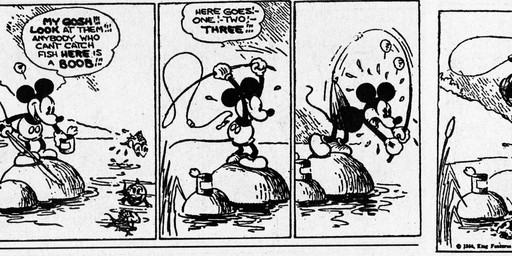 ambiguous_gender anthro blush bottomwear clothed clothing dialogue embarrassed feral fingers fishing fishing_rod footwear gloves group handwear male open_mouth outside pants plant question_mark rock shoes speech_bubble tail text water ub_iwerks walt_disney_(artist) win_smith disney public_domain mickey_mouse fish mammal marine mouse murid murine rodent 1930 20th_century absurd_res ancient_art black_and_white comic english_text hi_res monochrome