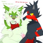 1:1 anthro blush bodily_fluids canid canine clothed clothing cum cum_in_pussy cum_inside duo english_text erection fan_character female female_penetrated flamey_(naka) fur generation_7_pokemon generation_9_pokemon genital_fluids genitals hi_res humanoid litten male male/female male_penetrating male_penetrating_female mammal mossy_(naka) nakachidragon nintendo penetration penile penile_penetration penis pokemon pokemon_(species) pussy sex simple_background spread_legs spreading sprigatito tail text vaginal vaginal_penetration