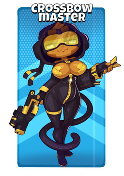 anthro black_clothing black_gloves black_handwear brown_body brown_fur clothed clothing crossbow eyelashes female fingerless_gloves fur gloves handwear hood jumpsuit monkey_tail partially_clothed pasties ranged_weapon solo tail text unzipped visor weapon zipper vixycore bloons_tower_defense ninja_kiwi dart_monkey_(bloons) haplorhine mammal monkey primate english_text hi_res