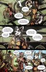 2017 angry anthro black_body black_fur black_nose boneitis breasts canid canine canis chaffee cigarette clothed clothing comic deer dialogue digital_media_(artwork) domestic_dog duo english_text eyes_closed eyewear fangs female forest fur gene_trifell gloves hand_on_head handwear hi_res holding_cigarette holding_object laugh lillian_pershing m24 m24_chaffee male mammal matteo_alvarez mustelid on_top open_mouth otter partially_clothed plant riley_(boneitis) sitting smoking speech_bubble tank teeth text tongue tree vehicle weapon