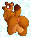 anthro anus backsack balls big_balls butt genitals huge_balls hyper hyper_balls hyper_genitalia looking_at_viewer male rear_view solo crowslewds animal_crossing nintendo tom_nook_(animal_crossing) canid canine mammal raccoon_dog tanuki