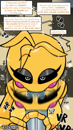areola big_breasts big_penis bird's-eye_view black_eyebrows black_sclera blonde_hair blowjob_face blush blush_stickers breasts disembodied_penis duo eyebrows eyelashes fellatio female first_person_view genitals hair high-angle_view humanoid_genitalia humanoid_penis looking_at_viewer machine male male/female nipples oral orange_areola orange_nipples penile penis pink_blush pupils sex short_hair speech_bubble text white_eyes white_pupils yellow_body tdtbaa five_nights_at_freddy's five_nights_at_freddy's_2 scottgames toy_chica_(fnaf) animatronic avian bird chicken galliform phasianid robot 2026 4k 9:16 absurd_res artist_name digital_media_(artwork) english_text hi_res watermark