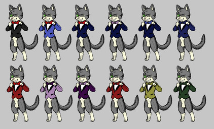 animal_genitalia balls bottomless bow_(feature) bow_tie clothed clothing fully_sheathed genitals green_sclera grid_layout male sheath solo oscar_the_purrloin felid feline mammal 2015 multiple_versions