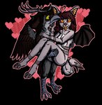 anthro antlers bat_wings beak duo ears_back feathered_wings feathers feet female fur grey_body hair heart_symbol holding_partner holidays horn male male/female married_couple membrane_(anatomy) membranous_wings orange_sclera paws pivoted_ears romantic romantic_couple simple_background spread_wings tail tail_feathers talons tan_body tan_fur toes touching_beak wings yellow_sclera jurij_bajer valentine's_day bajer_(jurij_bajer) dusky_(dusiek) artamid avian bat bird corvid cracticinae currawong deer hybrid magpie_(corvid) mammal oscine passerine alpha_channel digital_drawing_(artwork) digital_media_(artwork) hi_res shaded