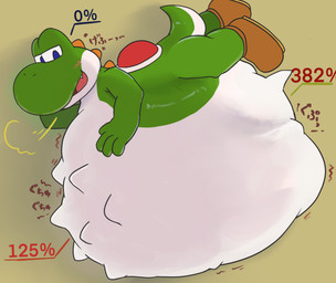 4_fingers ambiguous_anthro ambiguous_gender ambiguous_pred anthro anthro_pred belly belly_on_ground big_belly big_nose biped bird's-eye_view black_text bloated blue_eyes blush blush_lines burp_cloud burping cheek_blush clothing cloud_emanata countershade_body countershade_torso countershading cute_fangs emanata fangs fingers footwear footwear_only fully_inside glistening glistening_body glistening_tail green_arms green_body green_face green_hands green_tail half-closed_eyes hand_on_belly hand_on_own_belly head_ridge high-angle_view huge_belly hyper hyper_belly imprint light looking_at_belly looking_at_own_belly looking_at_self looking_down looking_down_at_belly looking_down_at_self looking_well-fed lying_on_ground monotone_arms monotone_belly monotone_hands mostly_nude mostly_nude_ambiguous mostly_nude_anthro motion_lines multiple_prey narrowed_eyes on_ground open_mouth open_smile oral_vore percentage red_text round_nose same_size_vore satisfied_look semi-anthro shoes shoes_only short_tail simple_background smile soft_vore solo tail tan_background tapering_tail teeth text two_tone_face unseen_prey vore white_belly white_body white_countershading white_face sabamiso_(sabamasasix) mario_bros nintendo super_smash_bros. dinosaur green_yoshi prehistoric_species reptile scalie yoshi 2020 digital_drawing_(artwork) digital_media_(artwork) hi_res japanese_description japanese_text lighting shaded soft_shading translation_request