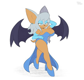 anthro armwear big_breasts blue_clothing blue_dress blue_eyes blue_eyeshadow blue_footwear blue_high_heels blue_lipstick breasts clothing dress elbow_gloves eyeshadow female footwear gloves handwear high_heels lipstick makeup narrowed_eyes shoes solo sparkles sparkling_clothing wings bingbingo sega sonic_the_hedgehog_(series) fan_character mormoopia_rouge_(bigdad) bat mammal hi_res