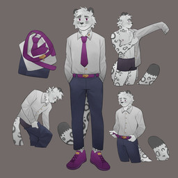 anthro black_briefs black_clothing black_underwear briefs clothing dressing fur male necktie pulling_pants_up purple_necktie solo underwear white_body white_fur zaibatszu lust_shards cody_(lust_shards) felid mammal pantherine snow_leopard 1:1 hi_res