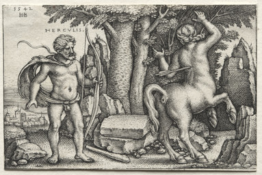 anus arrow_(weapon) balls bow_(weapon) butt duo equine_anus flaccid foreskin fur genitals hair hooves humanoid_genitalia humanoid_penis imminent_death killing male male_human male_taur nipples nude_human nude_male nude_taur penis plant puffy_anus raised_tail ranged_weapon tail text tree weapon hans_sebald_beham european_mythology greek_mythology mythology hercules_(mythology) nessus_(mythology) centaur equid equid_taur human humanoid_taur mammal mammal_taur taur 16th_century absurd_res ancient_art hi_res story story_in_description