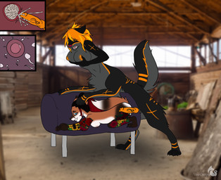 accidental_impregnation accidental_sex anthro anthro_on_taur anthro_penetrated breasts breeding_mount duo female female_on_taur genitals gynomorph hair impregnation impregnation_view inside_breeding_mount inside_object intersex intersex/female knot massaging_breasts orange_hair ovum penetration penis sex sperm_cell taur_penetrating taur_penetrating_anthro uterus uterus_view vaginal vaginal_penetration vulva vixen_mistress mythology flare_(swartzfox) vix_(vixen_mistress) canid canid_demon canine demon fox hellhound mammal mythological_canine mythological_creature red_fox taur true_fox hi_res