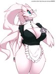 anthro anthrofied breasts cleavage clothed clothing eyewear female glasses pokemorph simple_background solo text white_background voicedbarley nintendo pokemon generation_5_pokemon legendary_pokemon pokemon_(species) reshiram 2022 absurd_res hi_res url