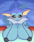 anthro anthrofied big_breasts bikini blue_body blush breasts clothing female huge_breasts looking_at_viewer pokemorph solo swimwear tongue two-piece_swimsuit water nigiruri nintendo pokemon eeveelution generation_1_pokemon mammal pokemon_(species) vaporeon absurd_res hi_res