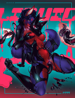 anthro female goo_tentacles hypnotic_eyes latex liquid_latex mask oral oral_penetration pawpads penetration slime solo tentacles vaginal vaginal_penetration klemens hi_res