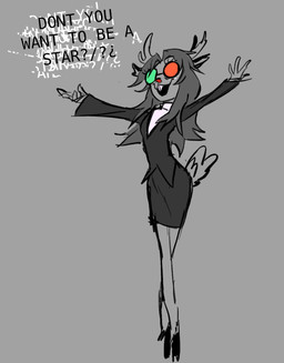anthro antlers bottomwear buckteeth business_suit clothing distorted_text female fusion heterochromatic_glasses heterochromia horn pleated_skirt skirt solo suit sweater teeth text topwear turtleneck unknown_artist deltarune undertale_(series) fan_character noelle_holiday spamelle spamton_g._spamton deer mammal new_world_deer reindeer hi_res