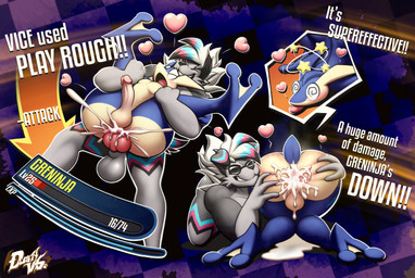 2_toes after_anal after_sex anal anal_penetration animal_genitalia animal_penis anthro anthro_on_anthro anthro_penetrated anthro_penetrating anthro_penetrating_anthro balls black_markings blue_body blue_highlights blue_markings blue_skin bodily_fluids butt canine_genitalia canine_penis cum cum_in_ass cum_inside cumshot ejaculation erection eyes_closed eyewear feet femboy from_behind_position full_nelson full_nelson_position fur genital_fluids genitals grey_body grey_fur grin hair heart_symbol highlights_(coloring) humanoid_genitalia humanoid_penis knot looking_pleasured male male/male male_penetrated male_penetrating male_penetrating_male markings multicolored_body multicolored_skin orgasm penetration penile penile_penetration penis penis_in_ass pink_highlights pink_markings sex smile smirk smug smug_face smug_grin spread_butt spreading sunglasses text toes tongue tongue_out two_tone_body two_tone_skin white_body white_hair white_skin dustythebat nintendo pokemon greninja_kc_(kingclown) generation_6_pokemon generation_7_pokemon greninja lycanroc pokemon_(species) english_text hi_res