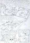 aircraft airship anthro black_and_white canid canine chair clothing cloud comic dasyuromorph doctor_watson english_text female fur furniture group gun gunshot gunshot_wound jacket kitfox-crimson macropod male mammal marsupial monochrome multicolored_body multicolored_fur novus_(kitfox-crimson) onomatopoeia pressing_button procyonid pushbutton raccoon ranged_weapon recently_extinct_species rumour_(kitfox-krimson) sketch sky skyscape sound_effects speech_bubble stolen_generation text thinking thought_bubble thylacine topwear trio vehicle weapon yiff_field_technology