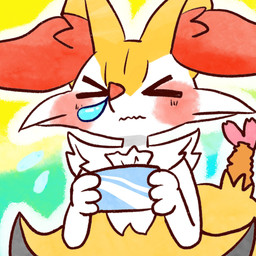 >_< ambiguous_anthro ambiguous_gender anthro biped blush blush_stickers bodily_fluids eyes_closed food front_view holding_object mouth_closed object_in_tail outline shrimp_(food) snot snout solo standing tail tissue tissue_box wavy_mouth annyui0611 nintendo pokemon braixen canid generation_6_pokemon mammal pokemon_(species) 1:1 2023 digital_drawing_(artwork) digital_media_(artwork) half-length_portrait hi_res japanese_description portrait translated_description