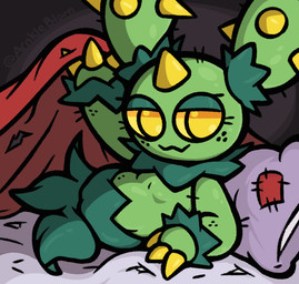 bed bed_sheet bedding bedroom_eyes belly cactus female feral freckles furniture glistening glistening_body green_body inviting_to_bed inviting_under_covers looking_at_viewer narrowed_eyes pillow plant seductive shortstack smile smiling_at_viewer solo thorns torn_sheets yellow_eyes arnkleblarn nintendo pokemon cactus_creature elemental_creature flora_fauna generation_5_pokemon maractus pokemon_(species)